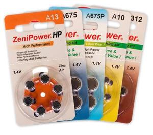 Батарейки для слуховых аппаратов ZeniPower